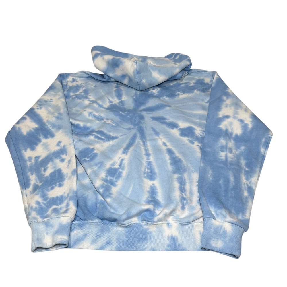 Bowery Supply Co. Blue White Tie Dye Cherry Blossom Hoodie Sweatshirt Medium - Picture 3 of 6